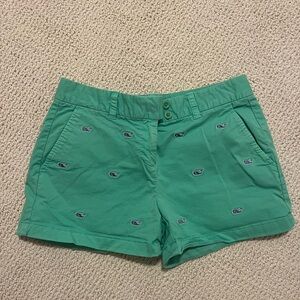 Green Women's Vineyard Vines Shorts with Embroidered Whales